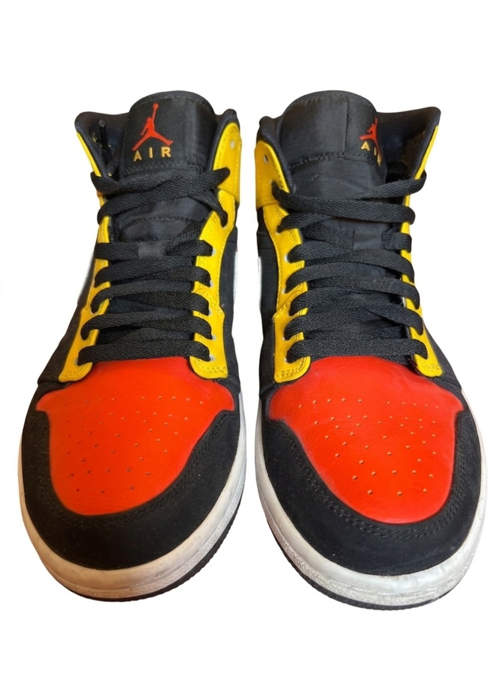 Jordan Men's High-Top Sneakers in Red, Black & Yellow